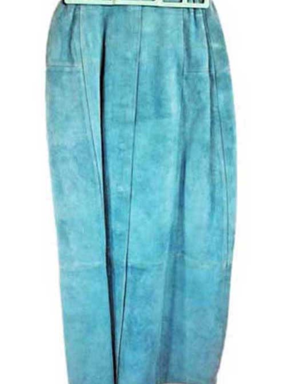 SKIRT, SUEDE, MISSES MEDIUM, TURQUOISE, LONG LENGTH, FULL DOMED FRONT, LINED